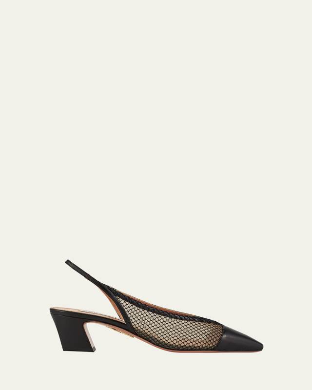 Margot Net Mesh Slingback Pumps